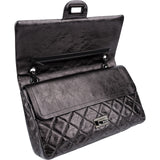 Chanel Aged Qulited Calfskin 2.55 Reissue So Black Jumbo Double Flap Crossbody Bag