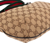 Gucci Monogram GG Canvas Web Strap Half Moon Crossbody Bag
