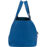 Hermès Bleu Tie Taurillon Clemence Palladium Picotin Lock 22 Handbag