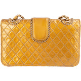 Chanel Crinkled Stitched Patent Leather Chain Around Single Flap Shoulder Bag