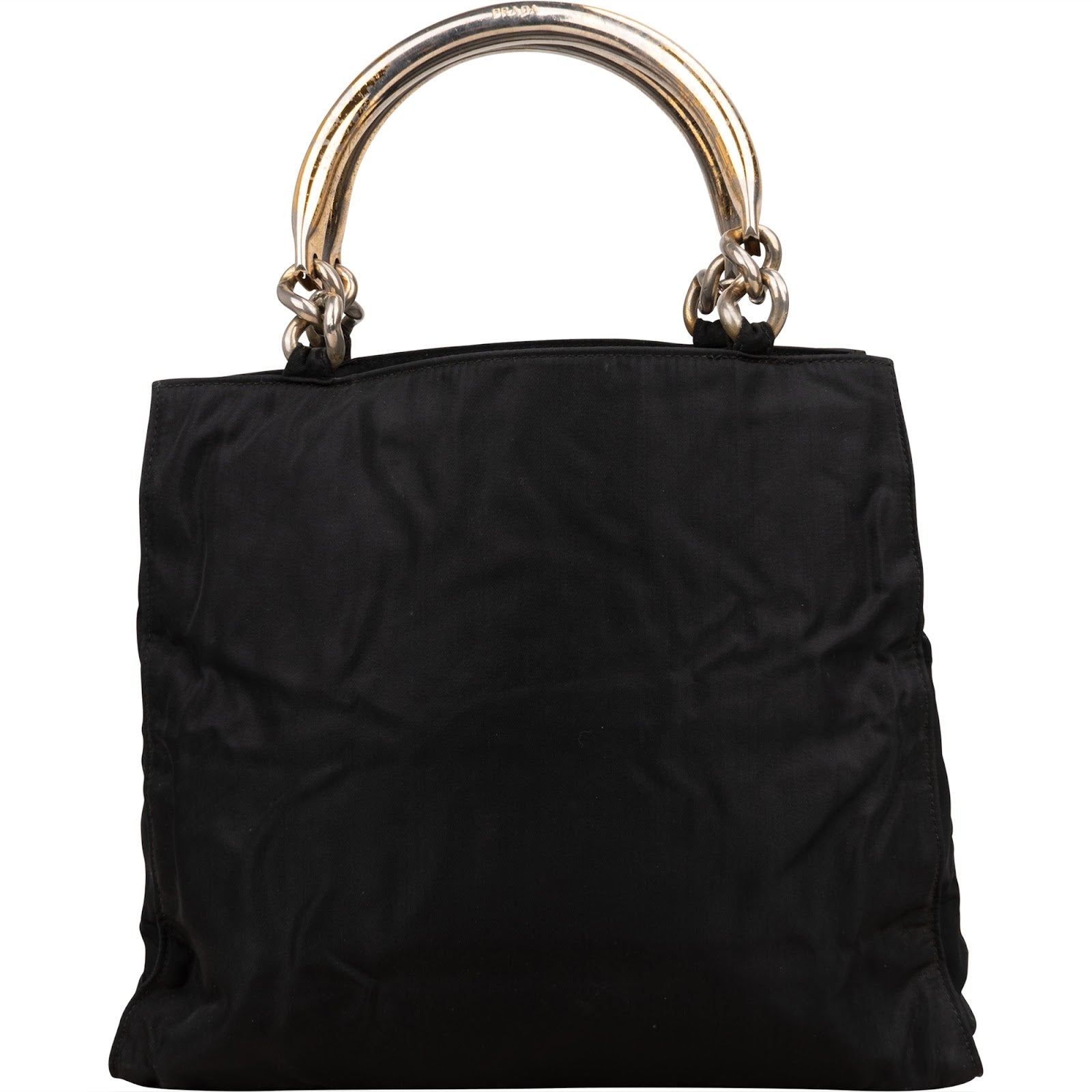 [🔄️B20 / F10] Prada Tessuto Metal Handle Tote Handbag - vintageandkickz