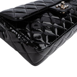 Chanel Quilted Patent Leather East West Single Flap Shoulder Bag