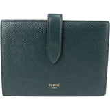 Celine Green Grained Calfskin Medium Strap Wallet
