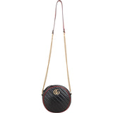 Gucci Quilted Leather Bicolor GG Marmont Round Crossbody Bag