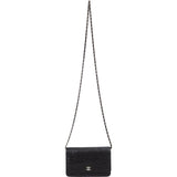 Chanel Camellia Embossed Lambskin Wallet on Chain Crossbody Bag
