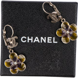 Chanel CC Flower Dangle Earrings