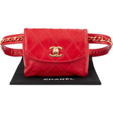 Chanel Red Quilted Stitched Lambskin Vintage CC Belt Crossbody Bag