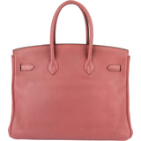Hermès Bois De Rose Taurillon Clemence Leather Palladium Birkin 35 Handbag