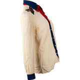 Gucci Tricolor Silk Embroided Bee Longsleeve Blouse (IT40)