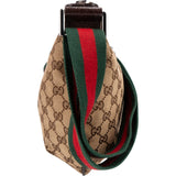 Gucci Monogram GG Canvas Web Strap Half Moon Crossbody Bag