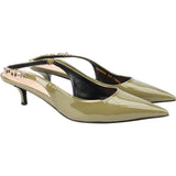 Gucci Green Patent Leather Charlott Chain Slingback Pumps (37)