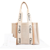 Chloé Canvas Woody Medium Tote Shoulder Bag