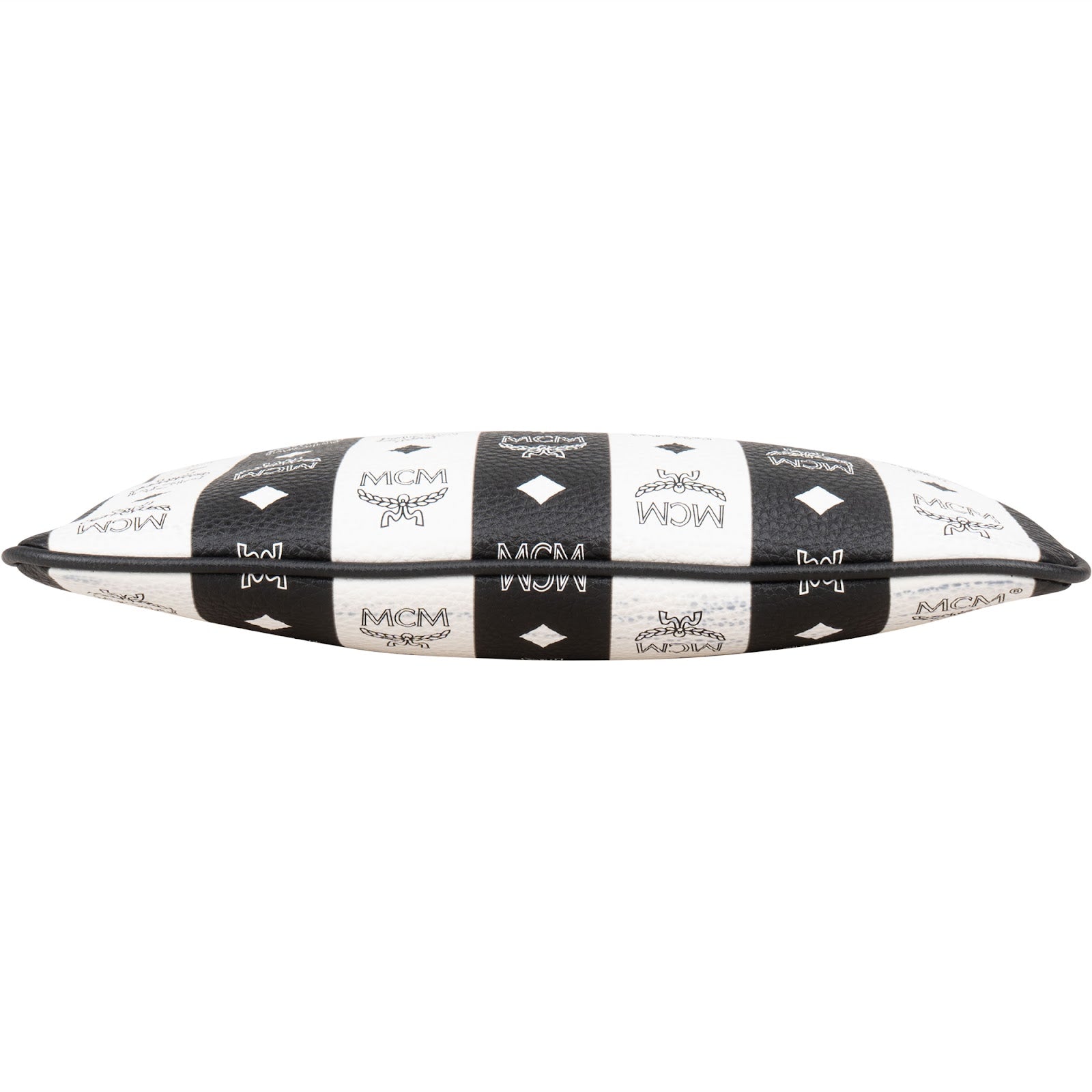 MCM Monogram Visetos Black and White Vertical Stripe Liz Clutch Shoulder Pochette Bag - vintageandkickz