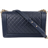Chanel Quilted Lambskin Boy Single Flap Crossbody Bag