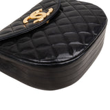 Chanel Quilted Lambskin 24K Gold Half Moon Single Flap Crossbody Bag