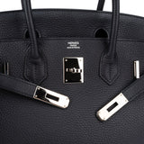 Hermès Blue Indigo Clemence Leather Palladium Birkin 30 Handbag