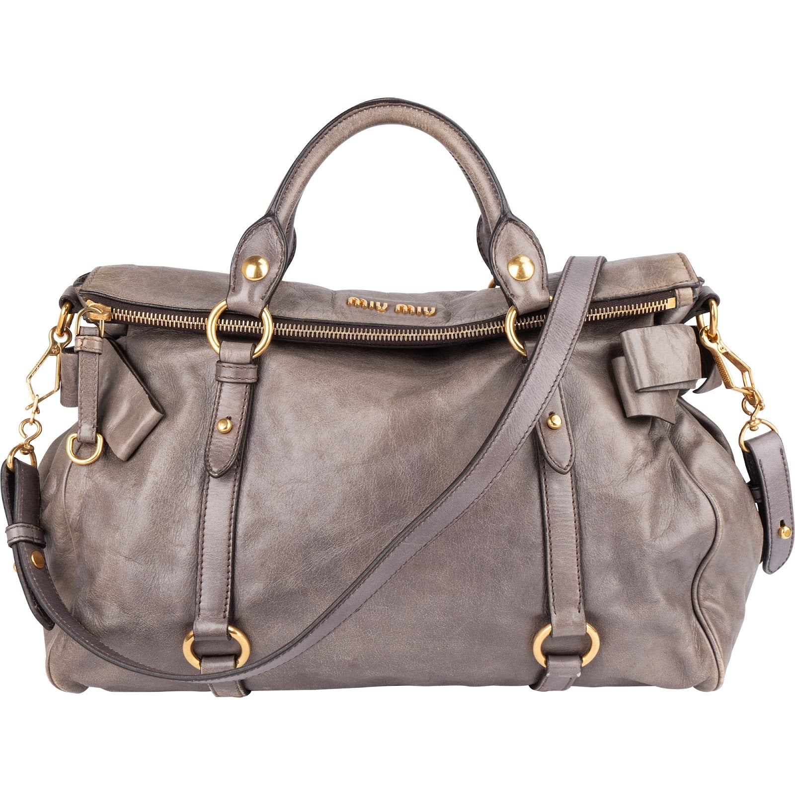 Miu Miu Vitello Lux Leather City Handbag - vintageandkickz