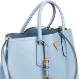 Prada Blue Saffiano Leather Tote Double Handbag