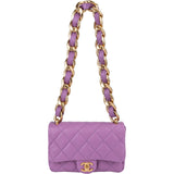Chanel Quilted Lambskin Chunky Chain Rectangular Flap Shoulder Bag