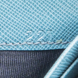 Prada Blue Saffiano Leather Zip Around Wallet