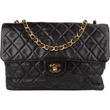Chanel Quilted Lambskin 24K Gold Soft Jumbo Single Flap Crossbody Bag