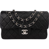 Chanel Quilted Lambskin Palladium Small Double Flap Shoulder Bag