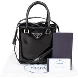 Prada Brushed Patent Leather Mini Tote Crossbody Handbag