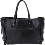 Balenciaga Black Grained Leather Small City Side Zip Tote Handbag