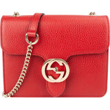 Gucci Red Grained Leather Interlocking GG Crossbody Bag