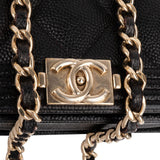 Chanel Quilted Caviar Leather Wallet On Chain Boy Crossbody Bag