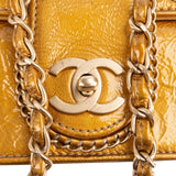 Chanel Crinkled Stitched Patent Leather Chain Around Single Flap Shoulder Bag