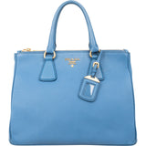 Prada Blue Vitello Daino Gallaria Tote Handbag