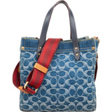 Coach Monogram Signature Denim Tote 22 Crossbody Handbag