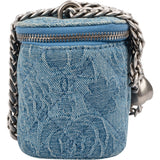 Chanel Quilted Denim Camellia Monogram Adjustable Mini Vanity Case Crossbody Bag
