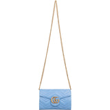 Gucci Chevron Matelassé Leather GG Marmont Wallet On Chain Crossbody Bag