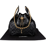 Chanel 25 Quilted Lambskin Drawstring Jumbo Bucket Shoulder Bag