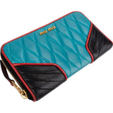 Miu Miu Quilted Nappa Leather Colorblock Biker Zip Around Wallet