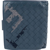 Bottega Veneta Blue Stitched Intrecciato Leather Wallet