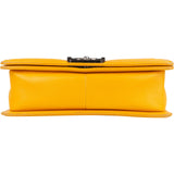 Chanel Yellow Quilted Lambskin Boy Single Flap Crossbody Bag