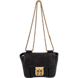 Chloé Black Leather Elsie Turnlock Crossbody Bag