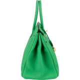 Hermès Vert Bamboo Taurillon Clemence Gold Birkin 35 Handbag