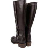 Chanel Dark Brown Leather CC Lock Emblem Riding Boots (37,5)