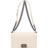Chanel Quilted Patent Leather Medium Single Flap Boy Crossbody Bag