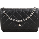 Chanel Quilted Lambskin Palladium Wallet On Chain Crossbody Bag