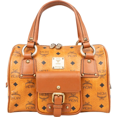 MCM Monogram Visetos Boston Pocket Handbag