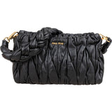 Miu Miu Black Matelasse Nappa Leather Shoulder Bag
