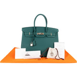 Hermès Malachite Togo Leather Palladium Birkin 35 Handbag