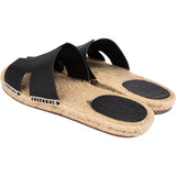 Hermès Black Leather Aloha Espadrille Sandals Shoes (44)