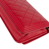 Chanel Quilted Leather Boy Wallet On Chain Crossbody Bag
