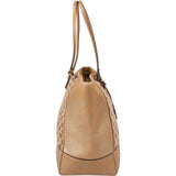 Gucci Monogram GG Canvas Metallic Leather Bree Tote Shoulder Bag